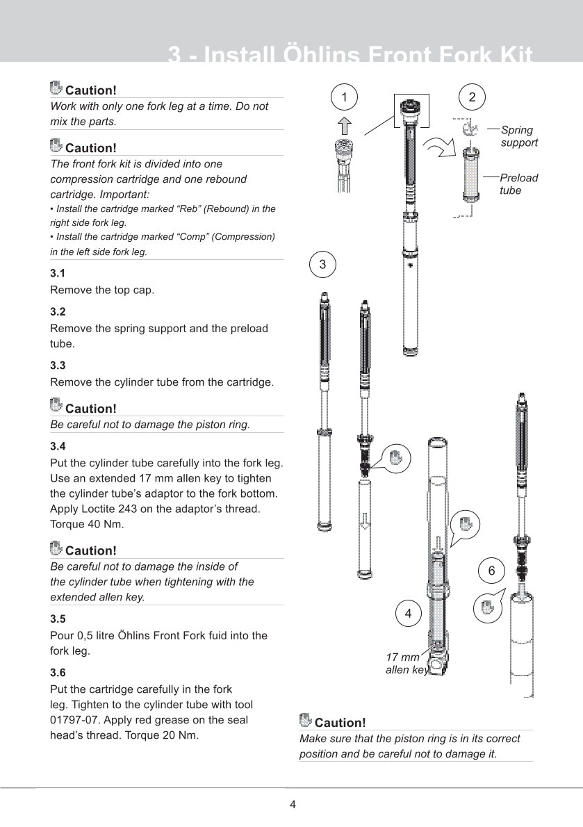 สปริงโช้คหน้า Ohlins FGK234 For Yamaha YZF R1M 2015-2019