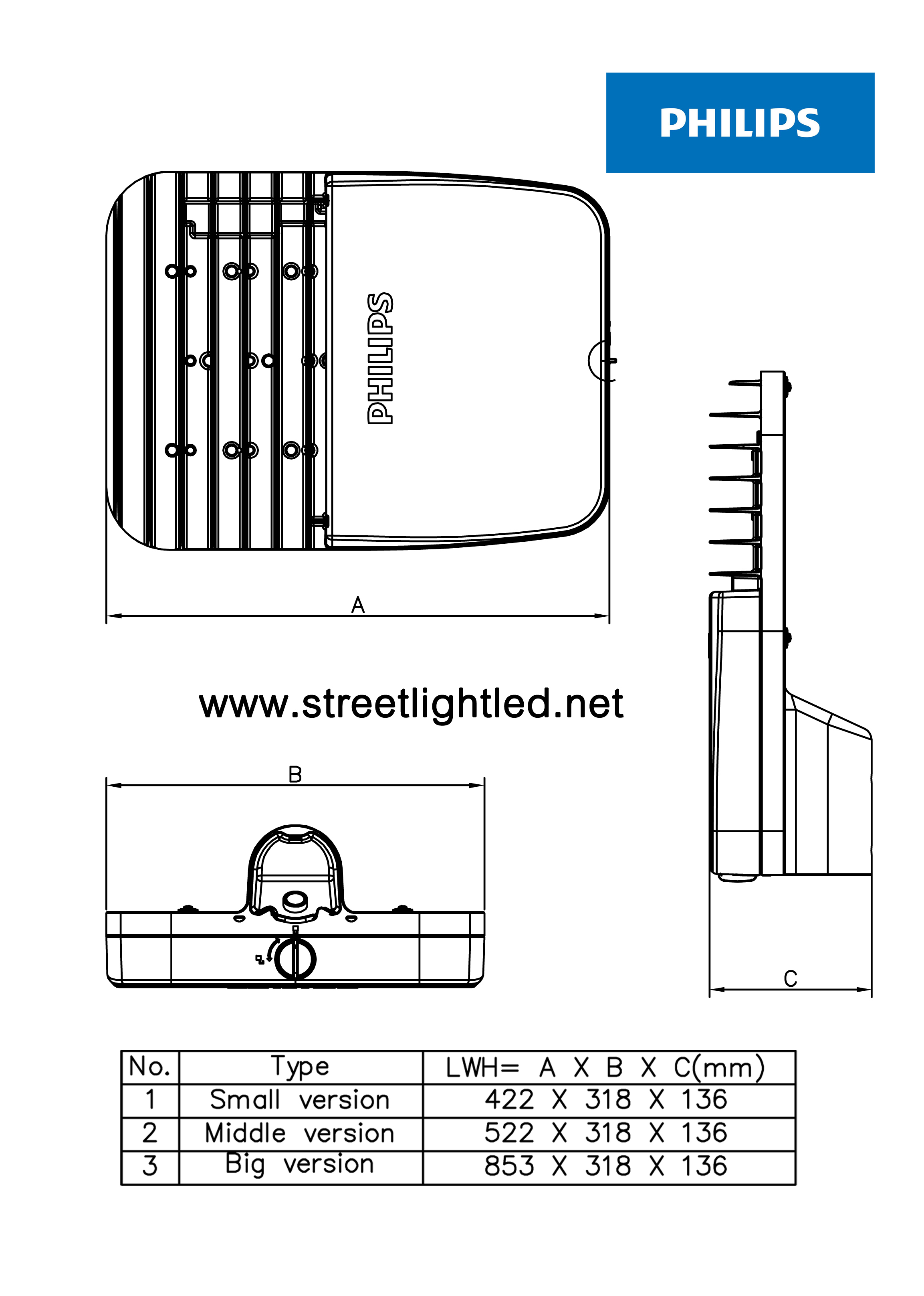 โคมไฟถนน LED Philips Street light 125w