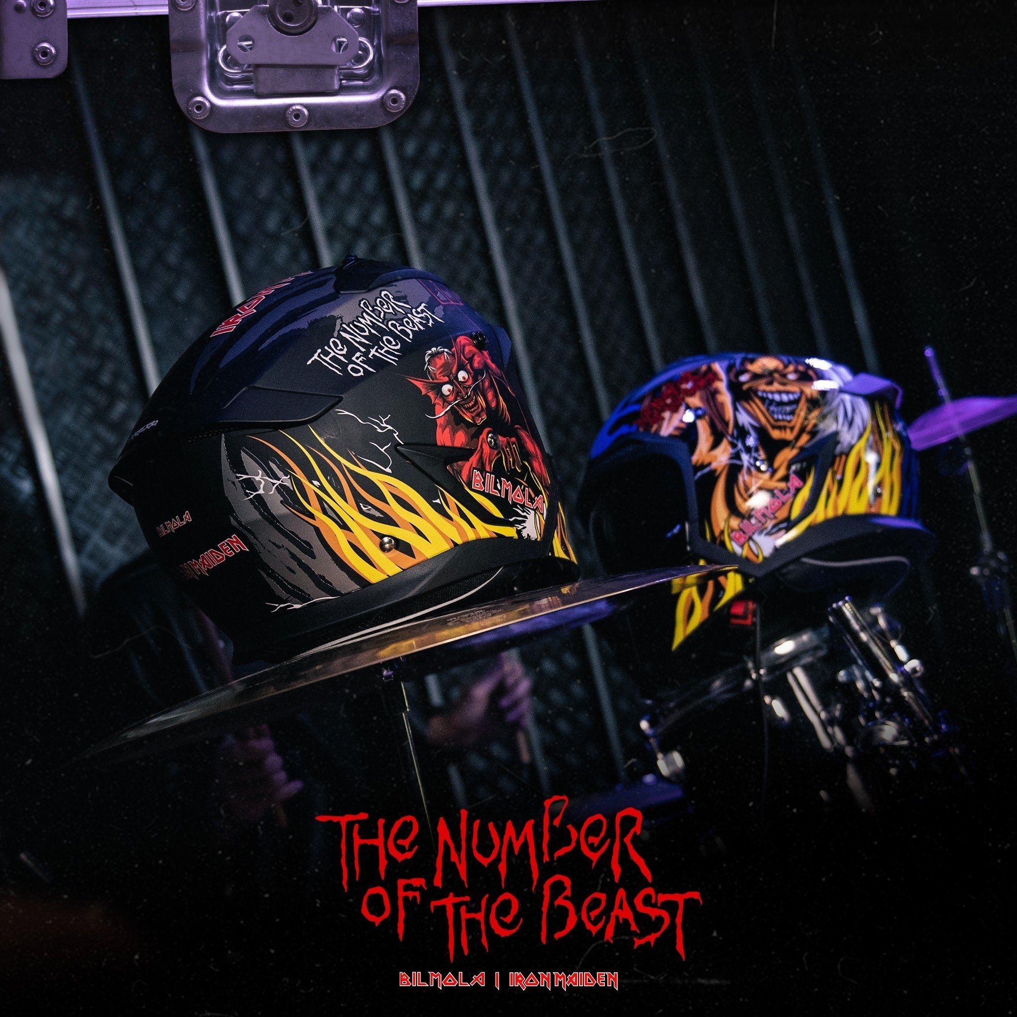 หมวกกันน็อคเต็มใบ Bilmola รุ่น SPIKER Iron Maiden LIMITED EDITION The Number of The Beast Blue