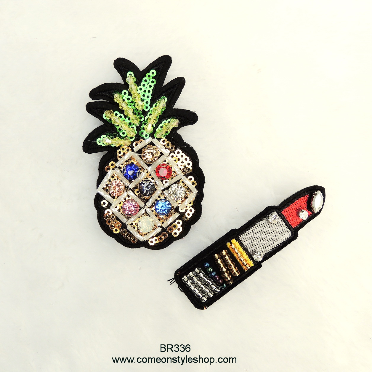 เซตเข็มกลัด เซตพินติดเสื้อ กระเป๋า หมวก ปักเลื่อม งานคุณภาพ 2 ชิ้น Pin Brooch collection set made with good quality BR336