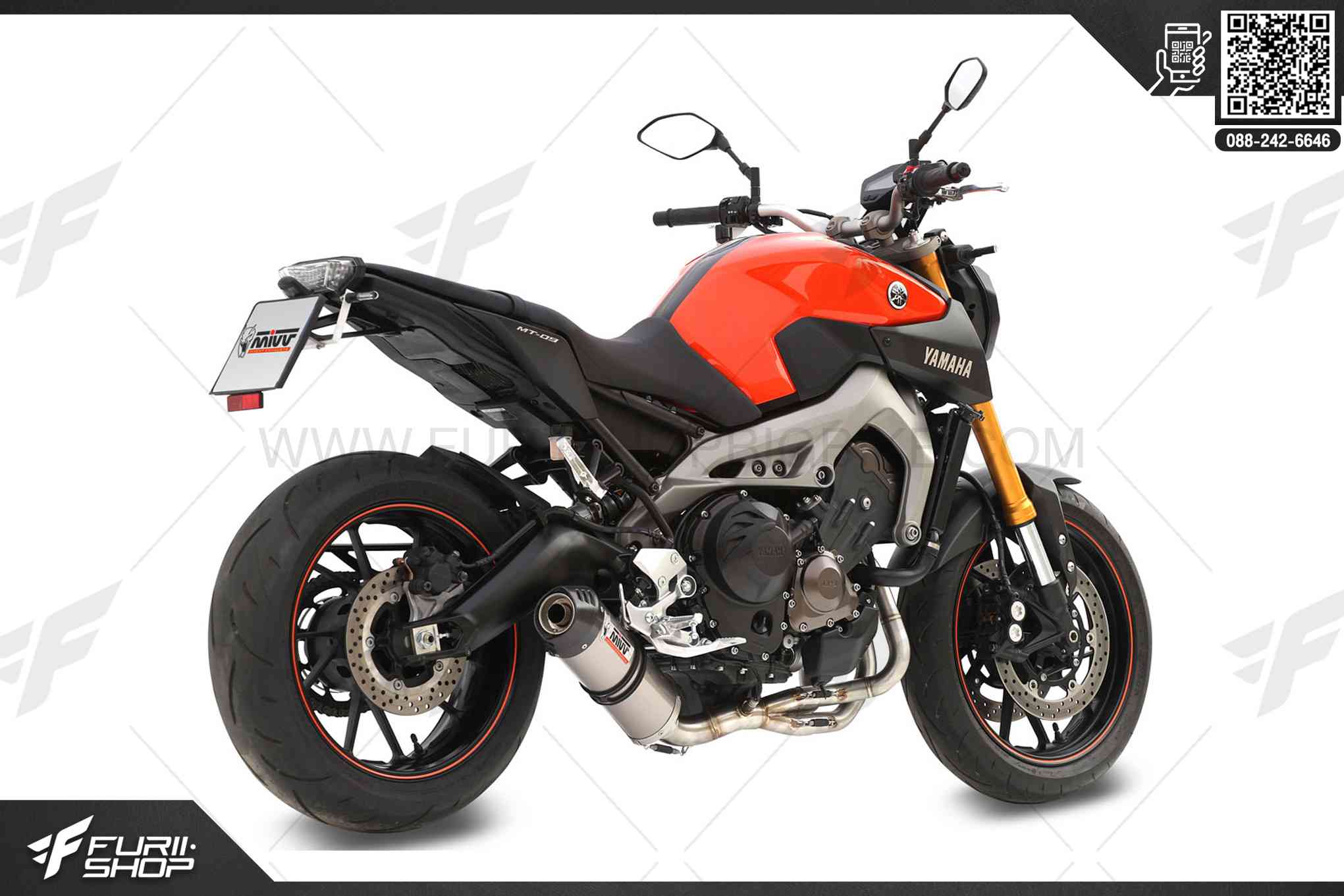 ท่อมอเตอร์ไซค์ MIVV FOR YAMAHA MT-09 OVAL TITAN CARBON CAP ท่อแต่ง ท่อสูตร ท่อบิ๊กไบค์ ท่อBigbike ท่อไอเสีย