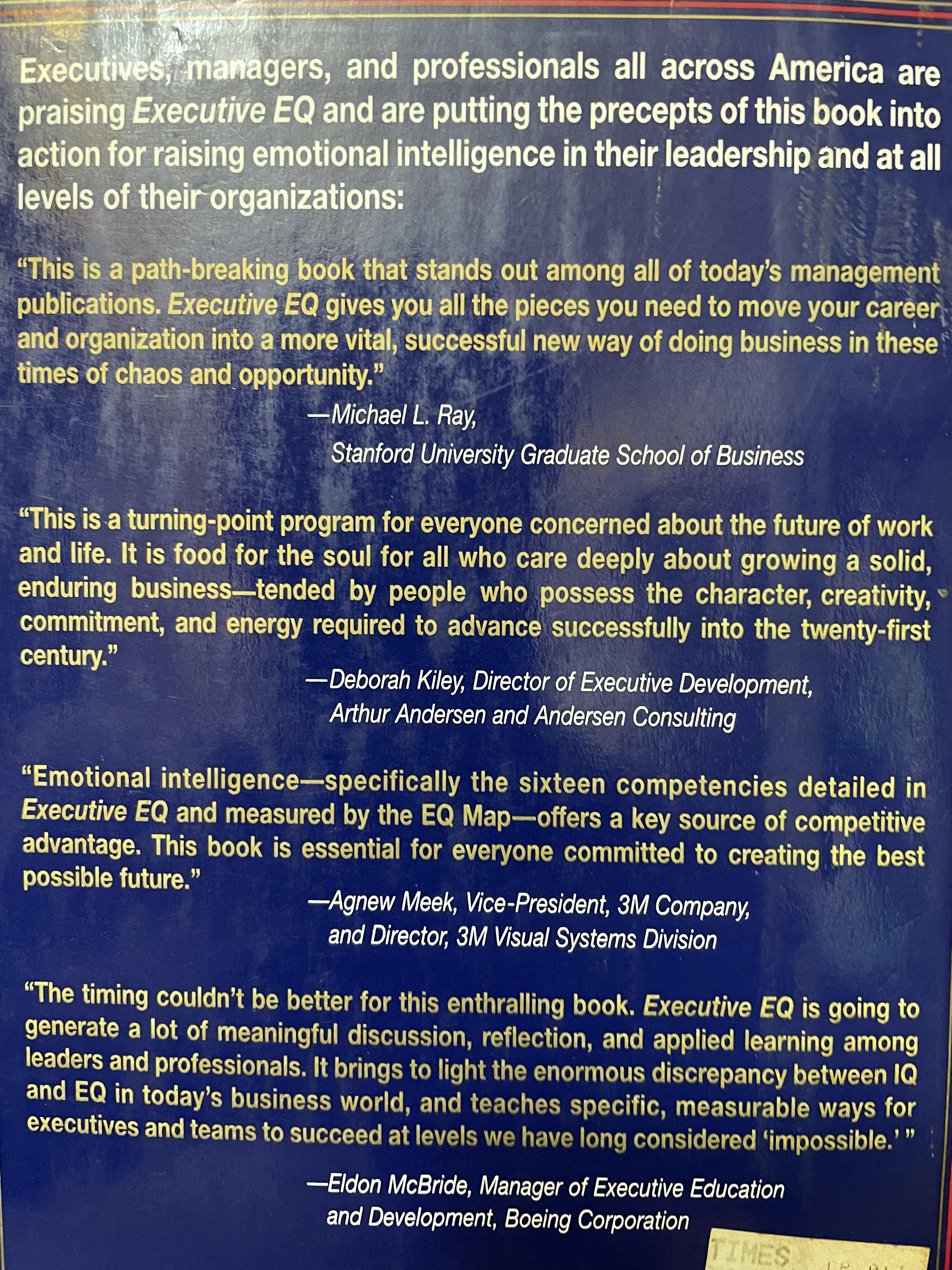 Executive EQ. Emotional Intelligence in Leadership & Organizations. 3,500 กรัม