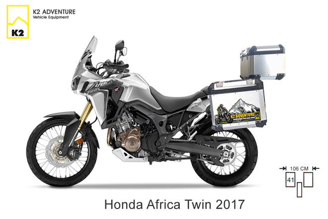 กล่องข้าง ปี๊บข้าง 2 ใบ พร้อมแร็คและเพลท K2 PRO 41L หลบท่อ - 46L หลบท่อ FOR HONDA Africa Twin ท่อมอเตอร์ไซค์ ท่อแต่ง ท่อสูตร ท่อบิ๊กไบค์ ท่อBigbike ท่อไอเสีย