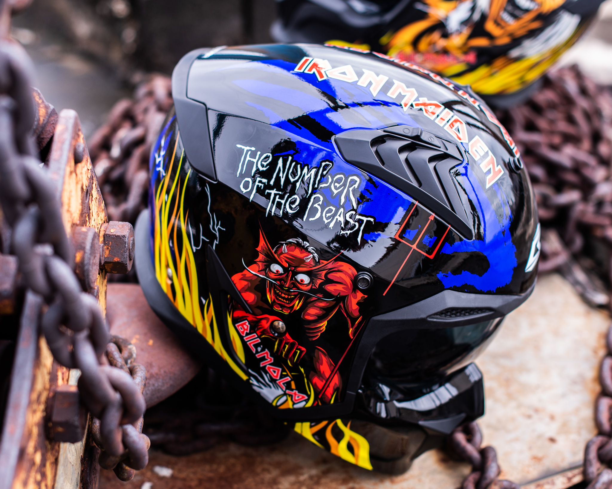 หมวกกันน็อคเต็มใบ Bilmola รุ่น SPIKER Iron Maiden LIMITED EDITION The Number of The Beast Blue