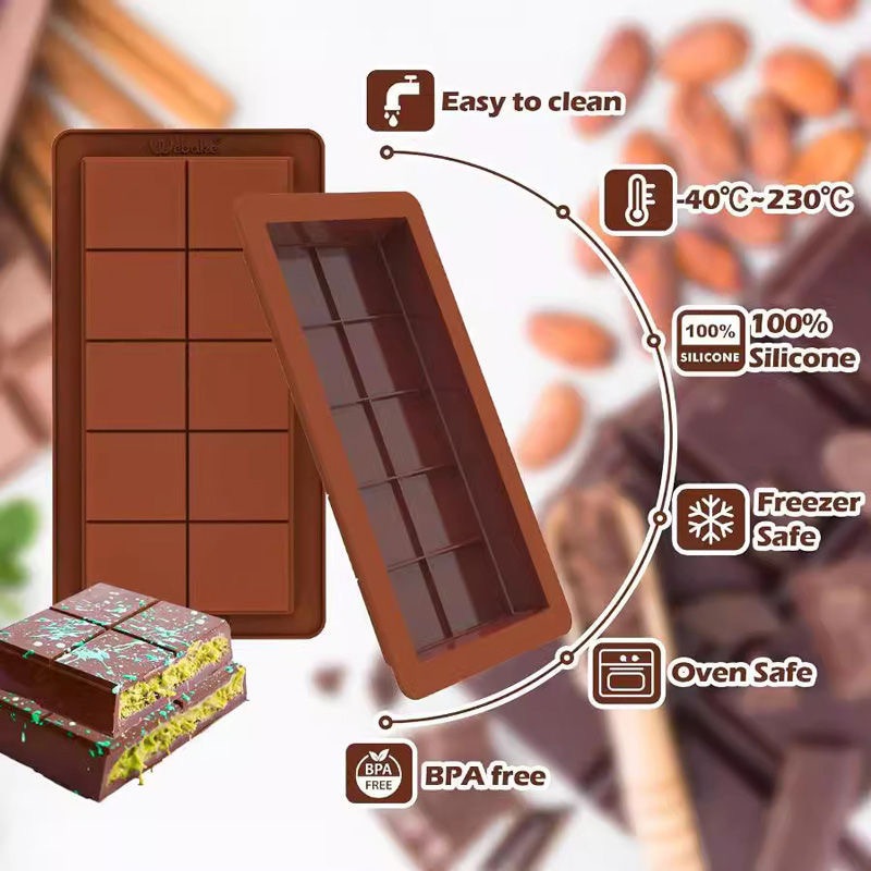แม่พิมพ์วาฟเฟิลซิลิโคนแม่พิมพ์สี่เหลี่ยมดูไบช็อกโกแลต เลือกแบบ