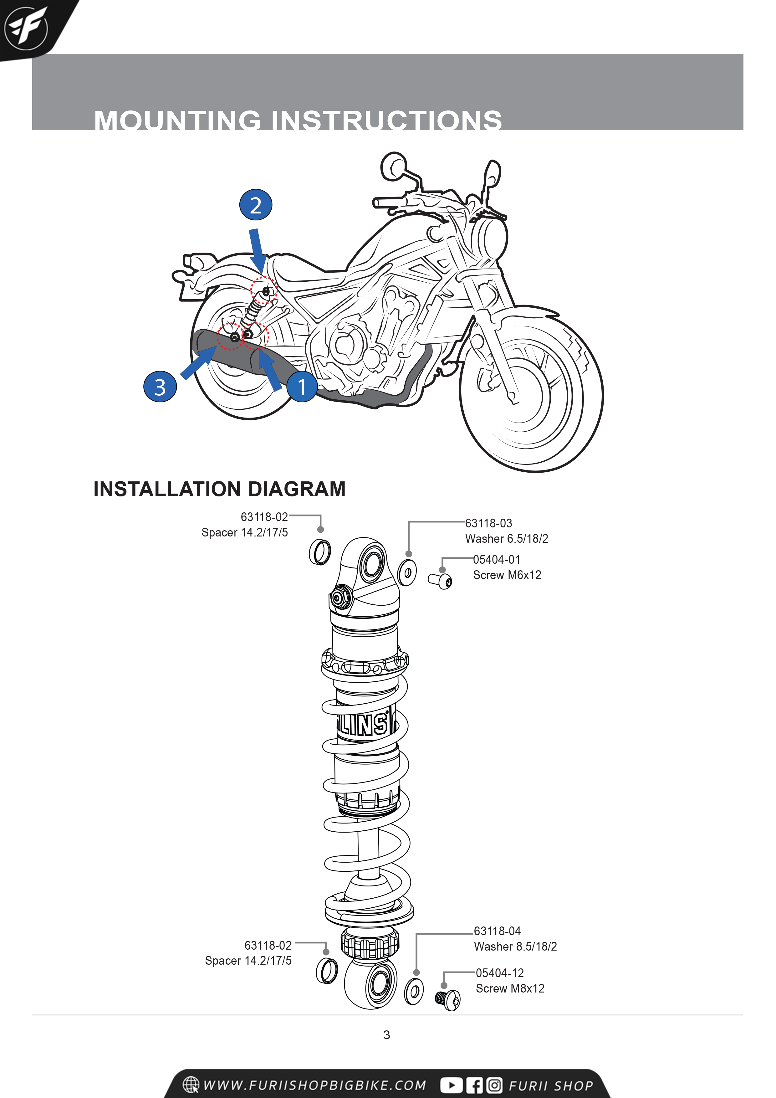 โช๊คหลัง OHLINS D Type HO728 FOR HONDA REBEL500