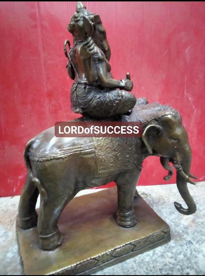 พระพิฆเนศทรงช้างเอราวัณ เนื้อทองเหลือง สูง 12 นิ้ว