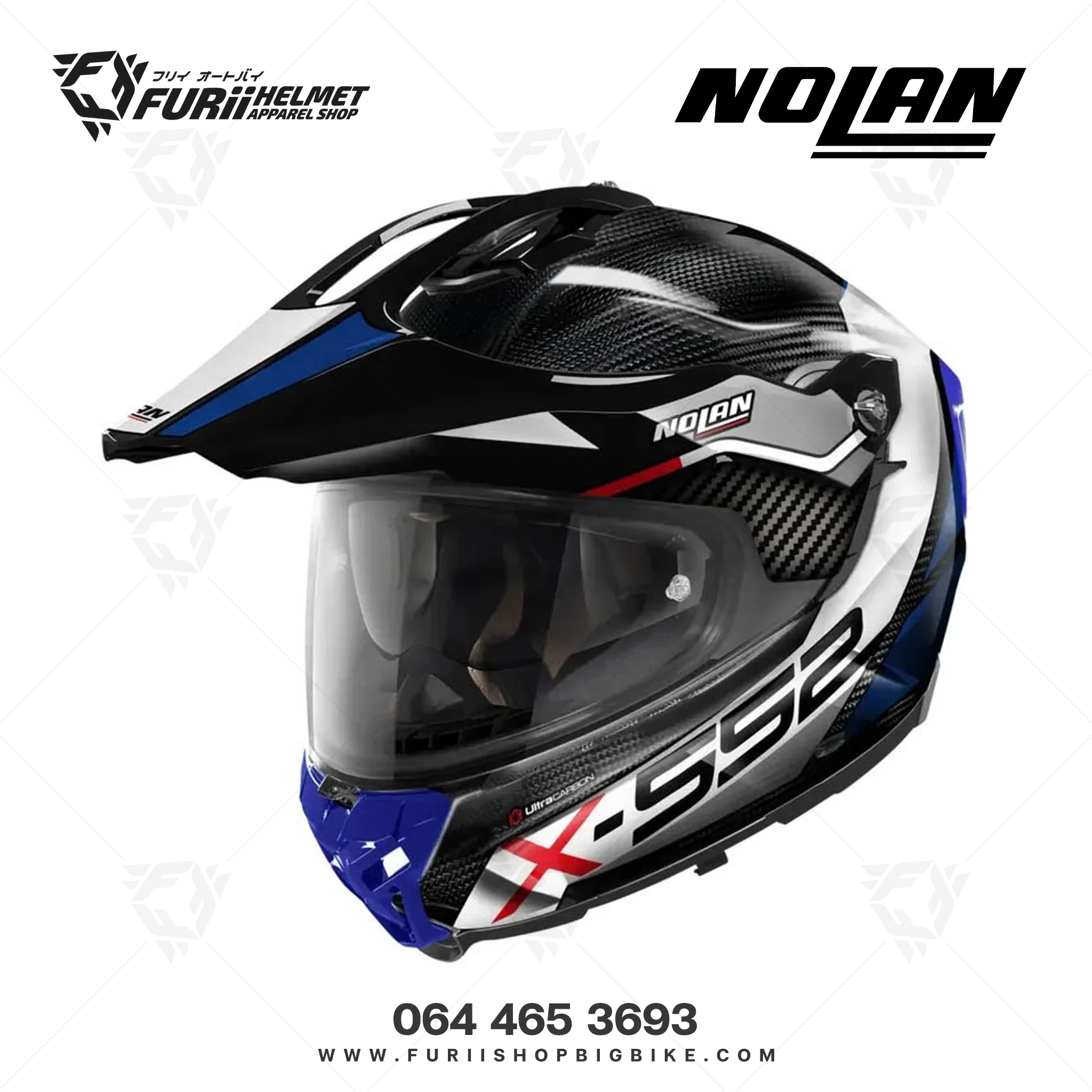 หมวกกันน็อค NOLAN Dinamo N-Com Carbon Glossy Blue White Red (24)