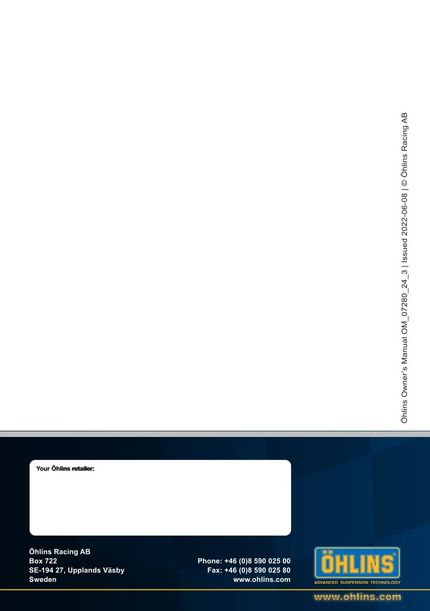 โช้คหน้า OHLINS FGR252 FOR Yamaha YZF R6 2017-2024