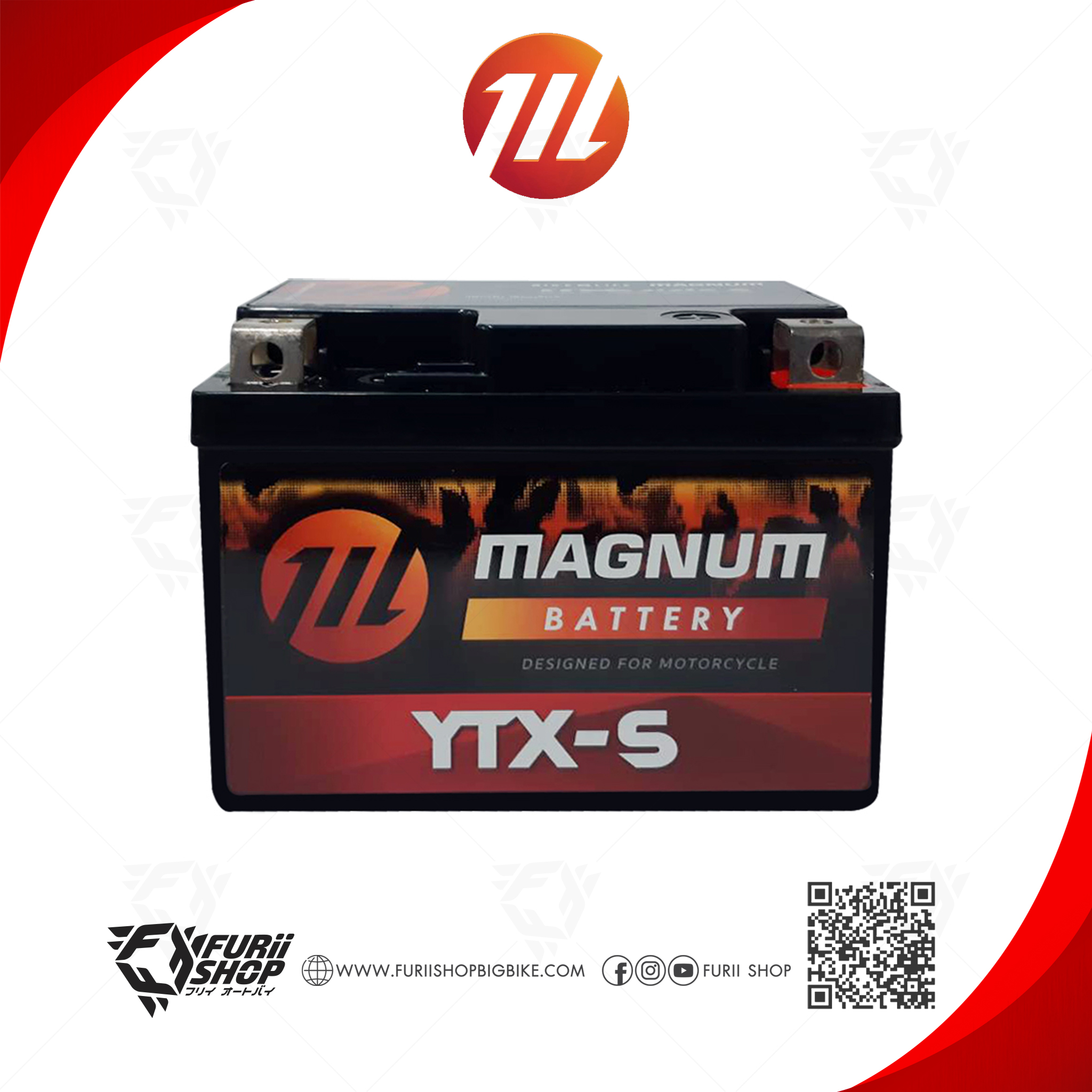 แบตเตอรี่ มอเตอร์ไซค์ MAGNUM YTX-5 (12V 5Ah)