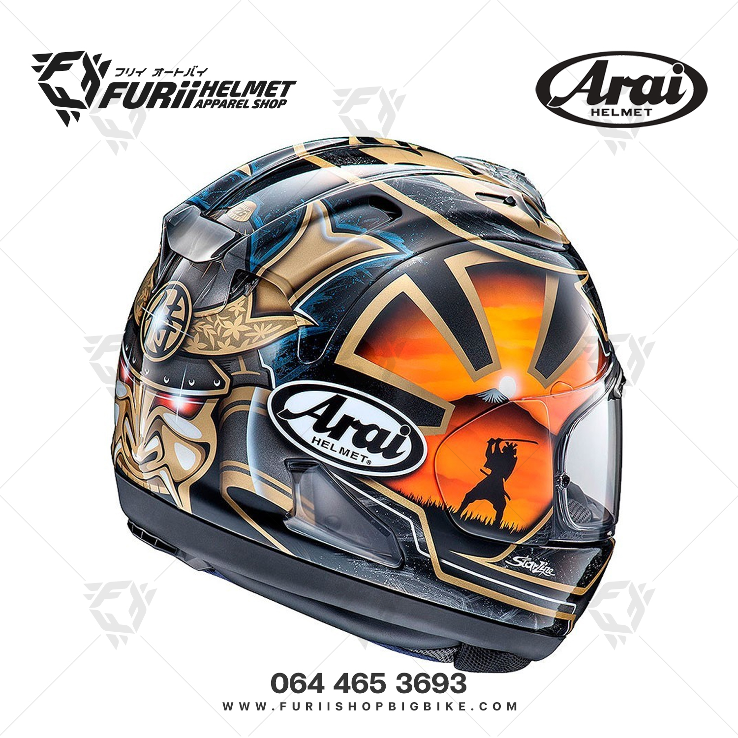 หมวกกันน็อคเต็มใบ Arai : RX-7V EVO Pedrosa Spirit Gold