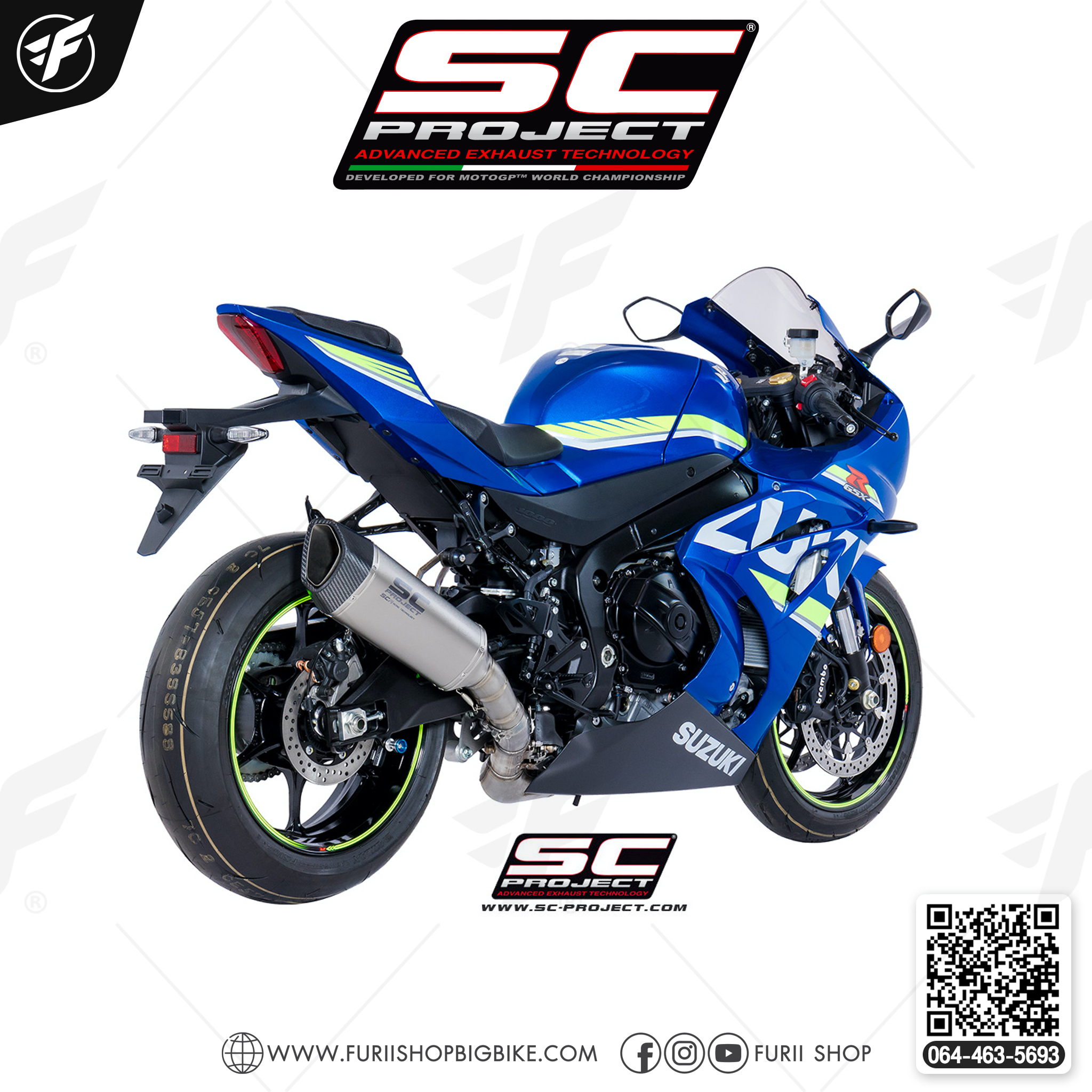 SUZUKI GSX-R1000 (2017 - 2020) SC1-R Muffler, with Carbon fiber end cap