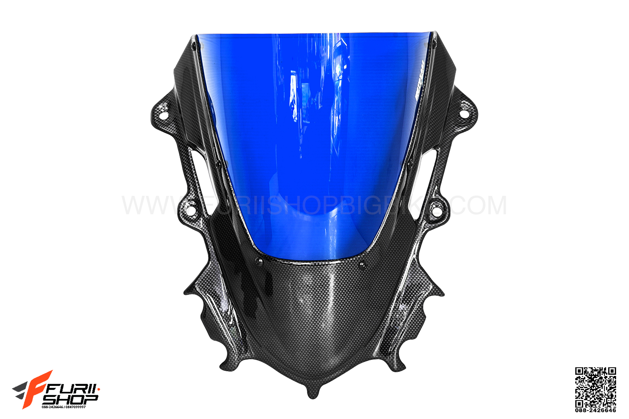 ชิวหน้าลายเคฟล่า MOTOZAAA สีน้ำเงิน FOR YAMAHA R15 2017