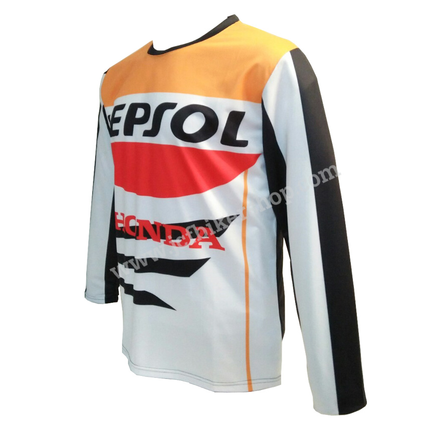 เสื้อยืดขี่มอเตอร์ไซค์ เสื้อยืดมอเตอร์ไซค์ เสื้อแขนยาวRepsol JT-529Lเนื้อผ้าไมโคไฟเบอร์ซับเหงื่อได้ดีระบายอากาศใส่แล้วไม่ร้อน
