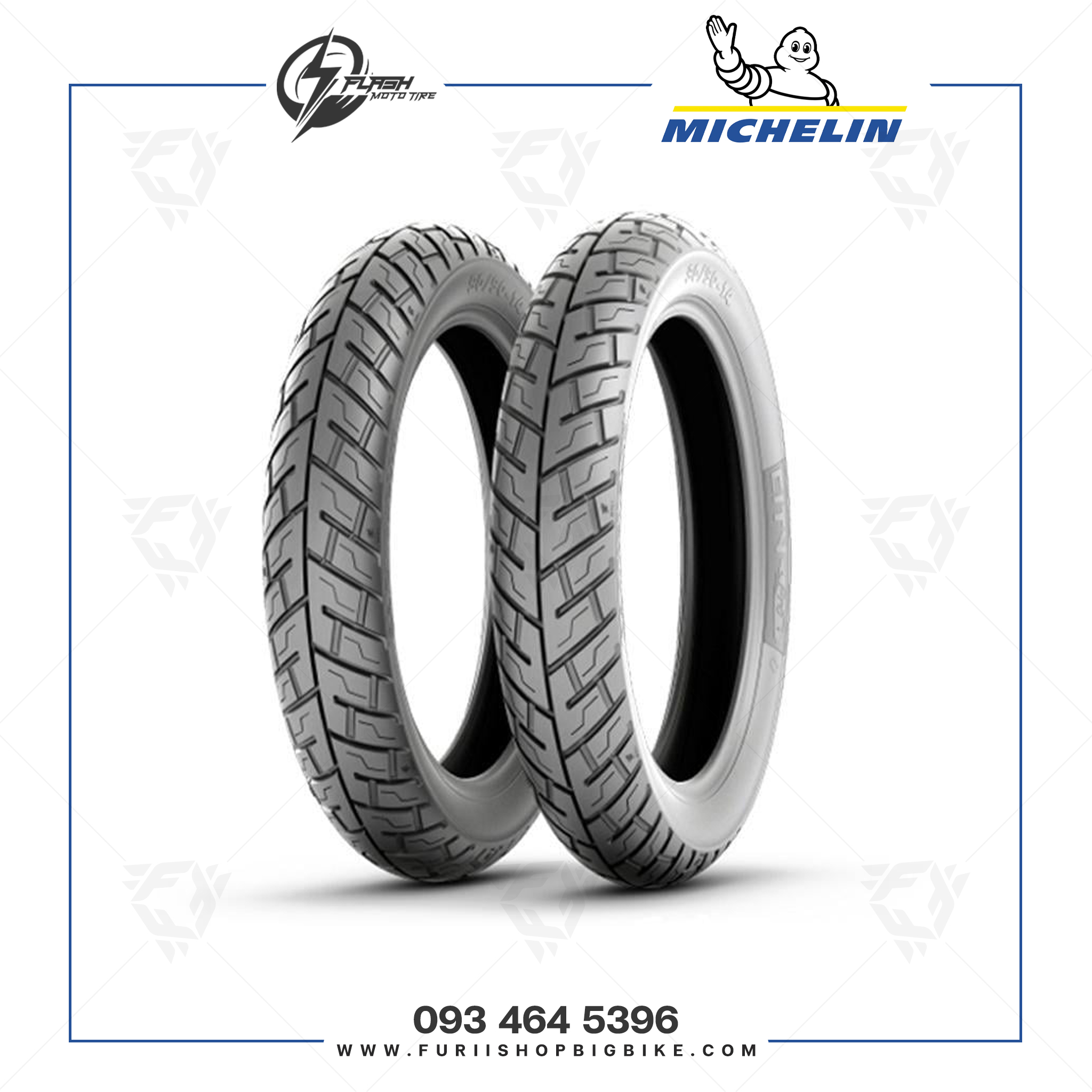 ยาง/ยางรถมอเตอร์ไซค์/ยางบิ๊กไบค์ MICHELIN CITY GRIP PRO : 80/80-14 M/C 43P REINF TL