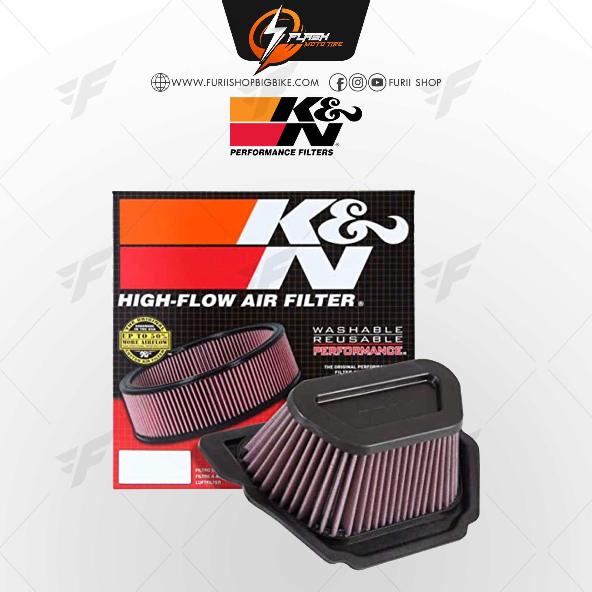 กรองอากาศ K&N สำหรับ YAMAHA