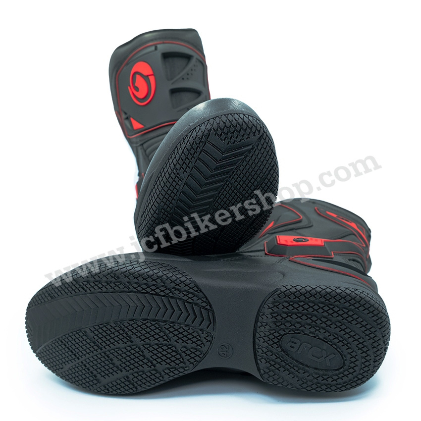 รองเท้าขี่มอเตอร์ไซค์ รองเท้าขับมอไซ รองเท้าขับbigbike รองเท้าARCX L60566 Black/Red วัสดุหนังวัวแท้+กันน้ำได้ดี