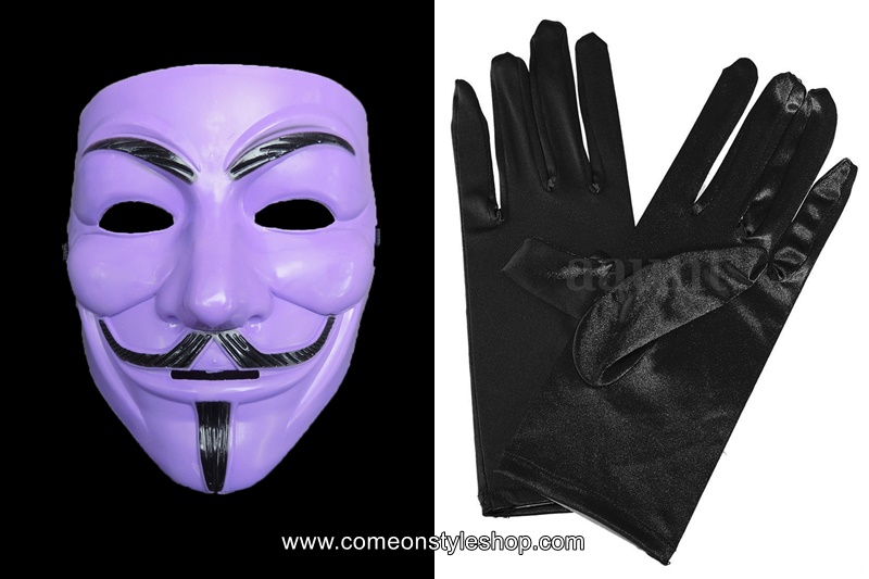 หน้ากาก+ถุงมือ Guy Fawkes จากภาพยนต์เรื่อง V for Vendetta หน้ากากปาร์ตี้