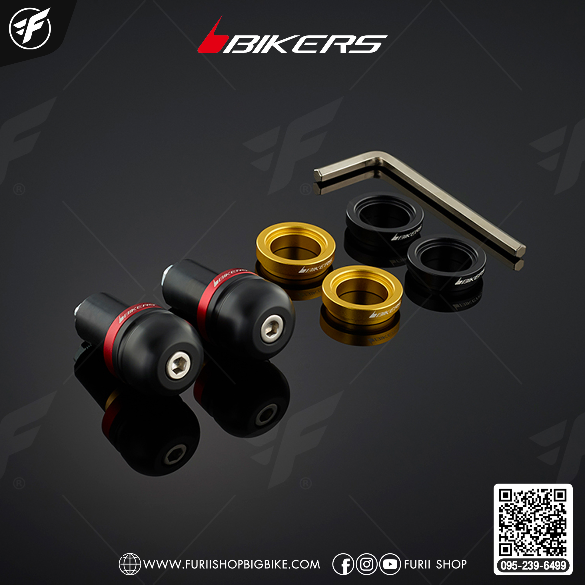 Bikers ปลายแฮนด์พร้อมตัวถ่วงน้ำหนัก สำหรับแฮนด์แต่ง BIKERS APKOFAJBH0477 for Honda DAX125
