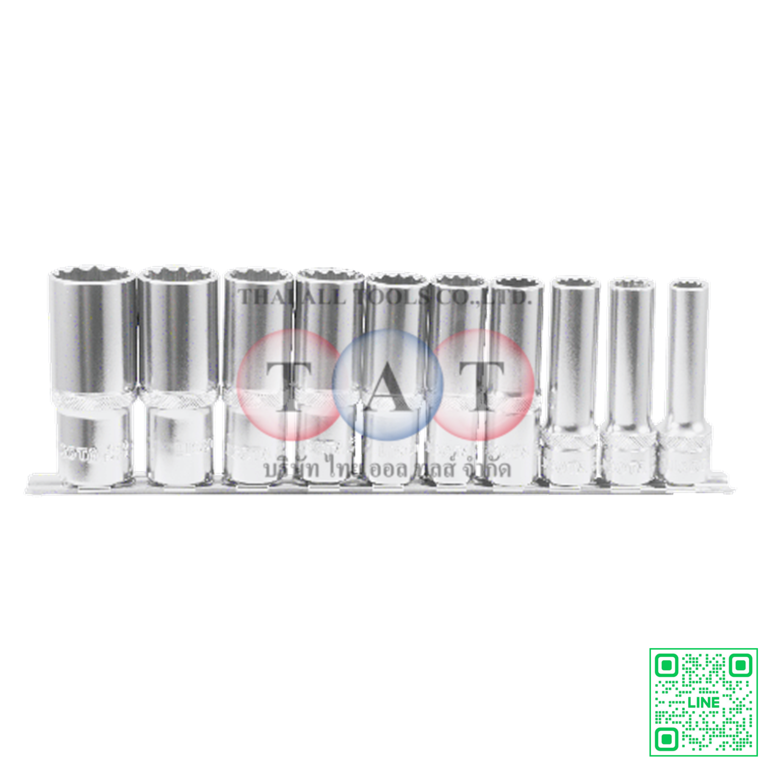 10 PCS 1/2" DR. 12PT FLANK DEEP SOCKET SET