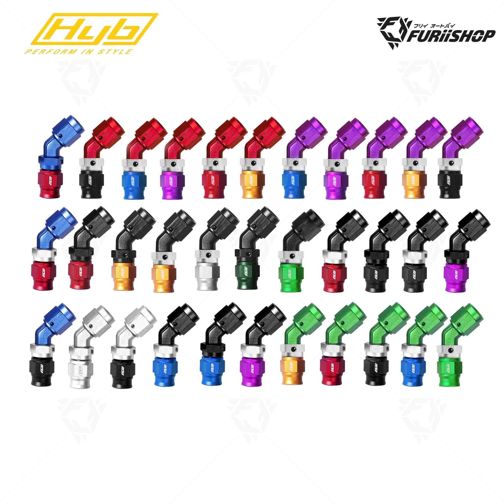 หัวเบรค 45 ° Fuel Line Hose End Fitting HYB AN3