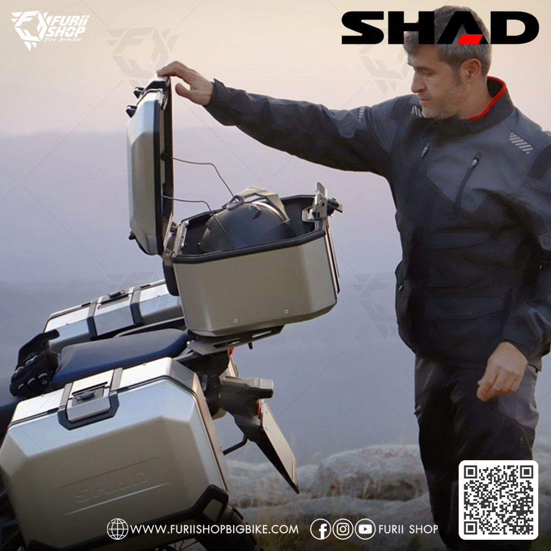 กล่องหลัง SHAD TR48 Silver ขนาด 48 ลิตร (สามารถเก็บหมวกกันน็อคได้ 1 ใบ)