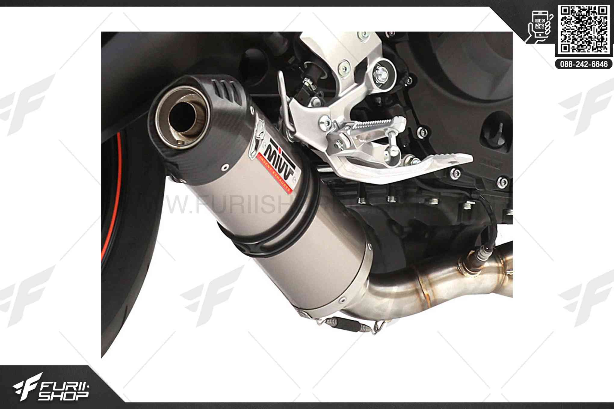 ท่อมอเตอร์ไซค์ MIVV FOR YAMAHA MT-09 OVAL TITAN CARBON CAP ท่อแต่ง ท่อสูตร ท่อบิ๊กไบค์ ท่อBigbike ท่อไอเสีย