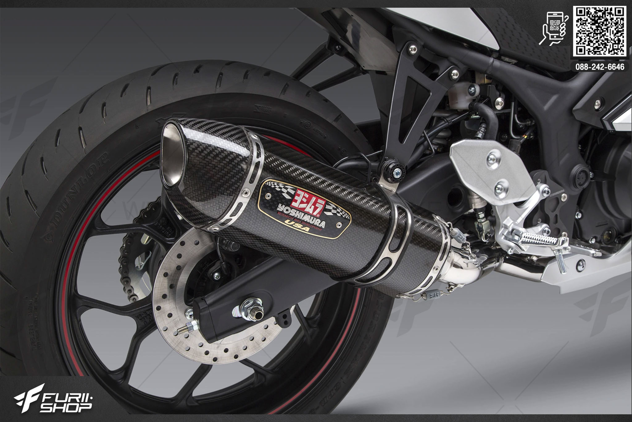 ท่อมอเตอร์ไซค์ Yoshimura R77 Full Carbon FOR YAMAHA YZF R3 2018 ท่อแต่ง ท่อสูตร ท่อบิ๊กไบค์ ท่อBigbike ท่อไอเสีย