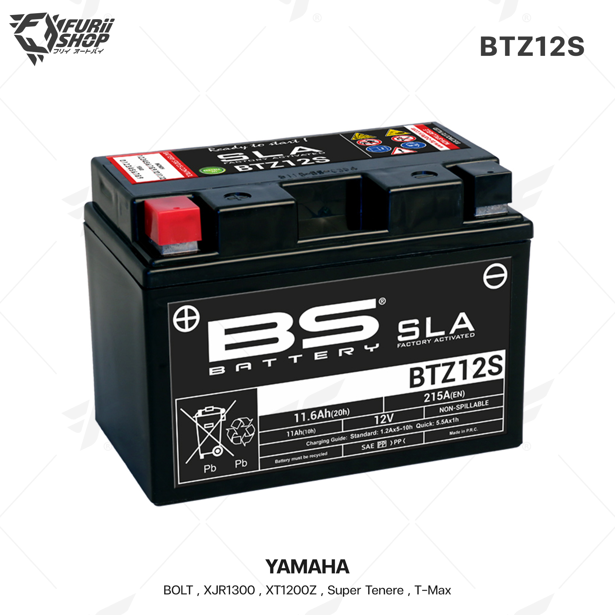 BS Battery รุ่น BTZ12S (FA) SLA FOR YAMAHA BOLT , XJR1300 , XT1200Z , Super Tenere , T-Max