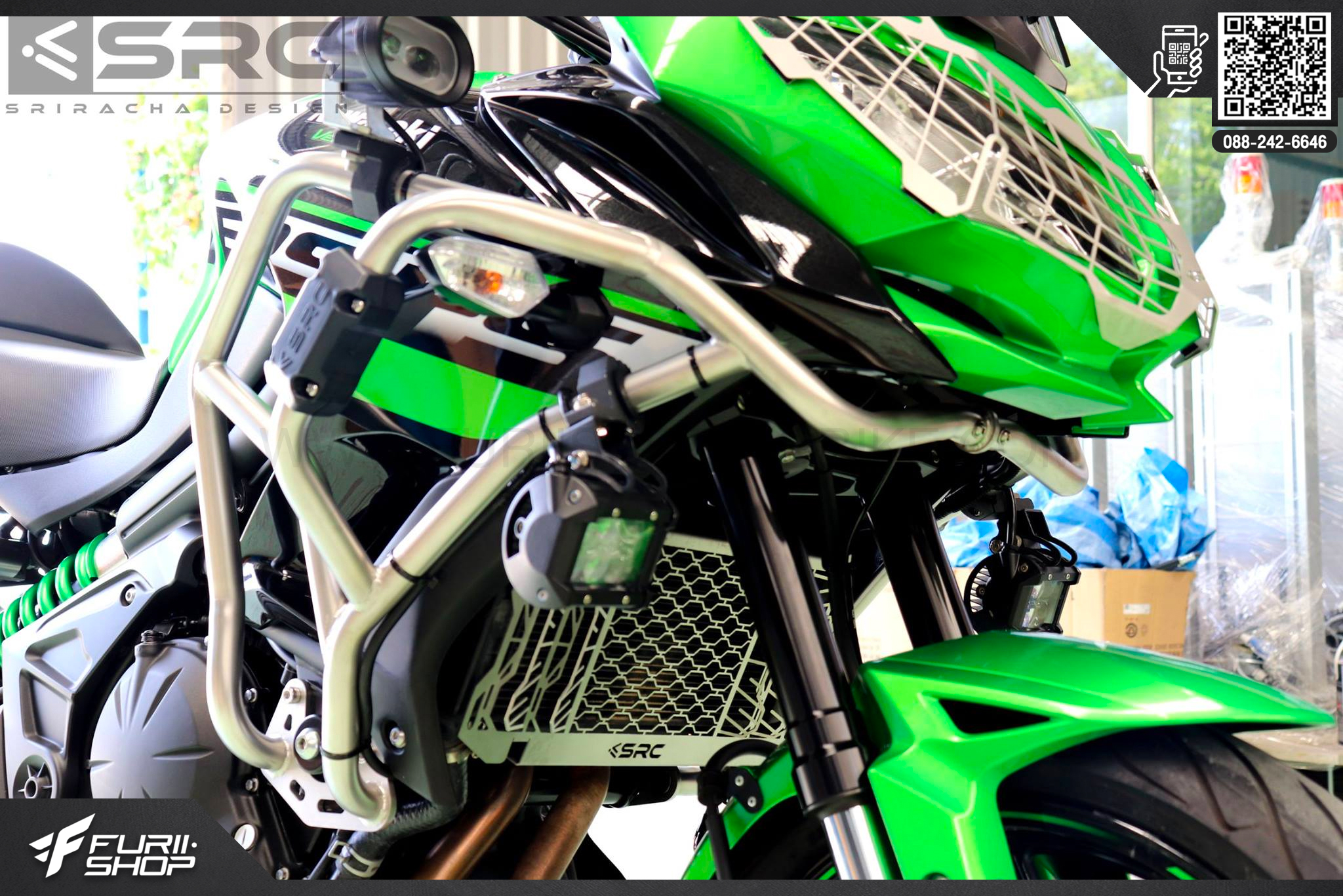 แคชบาร์ SRC สีเงิน Kawasaki Versys 650 (2015-2020)