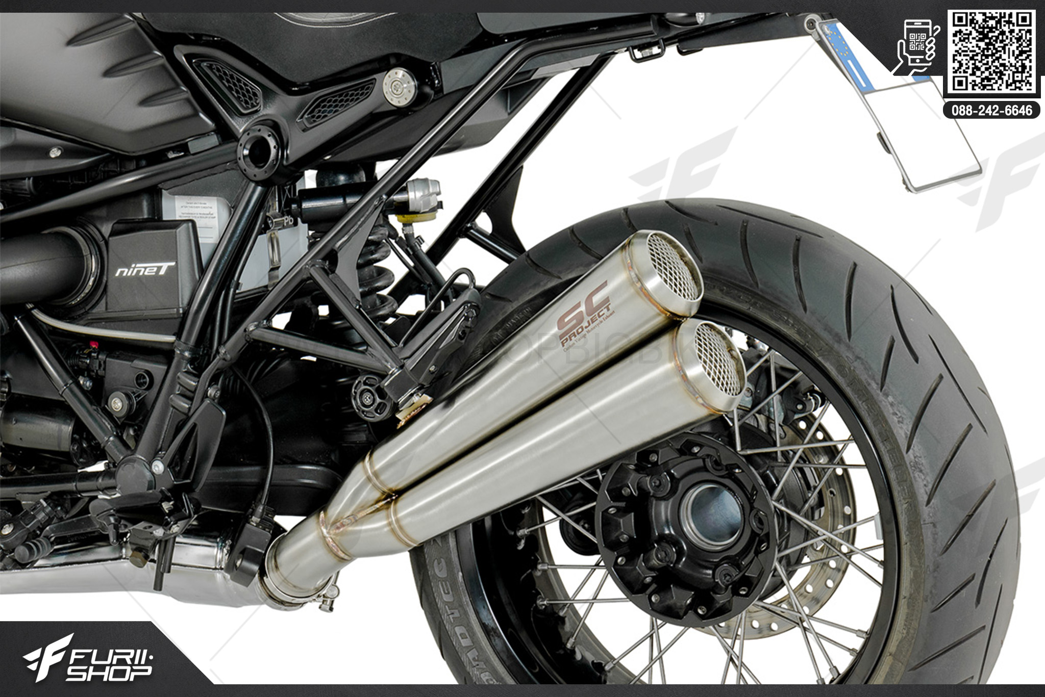 ท่อมอเตอร์ไซค์ SC Projcet Twin Conic '70s Muffler Stainless Steel For BMW R NINE T 2016 ท่อแต่ง ท่อสูตร ท่อบิ๊กไบค์ ท่อBigbike ท่อไอเสีย