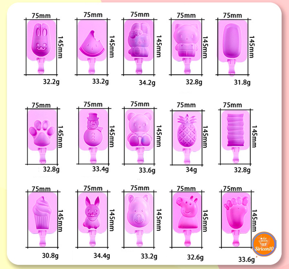 แม่พิพม์วุ้น พิมพ์ซิลิโคน ไอศครีม ฟรีไม้5 อัน เลือกแบบ