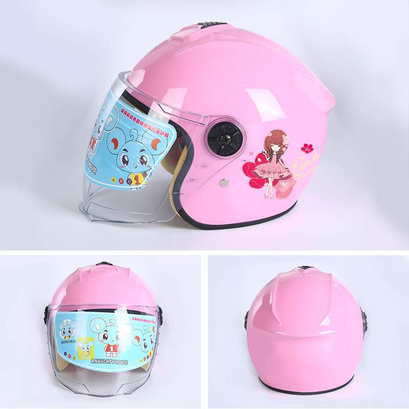 หมวกกันน็อคเด็ก ลายการ์ตูน น่ารักๆ 3-12 ขวบ ระบายอากาศได้ดี ชมพู