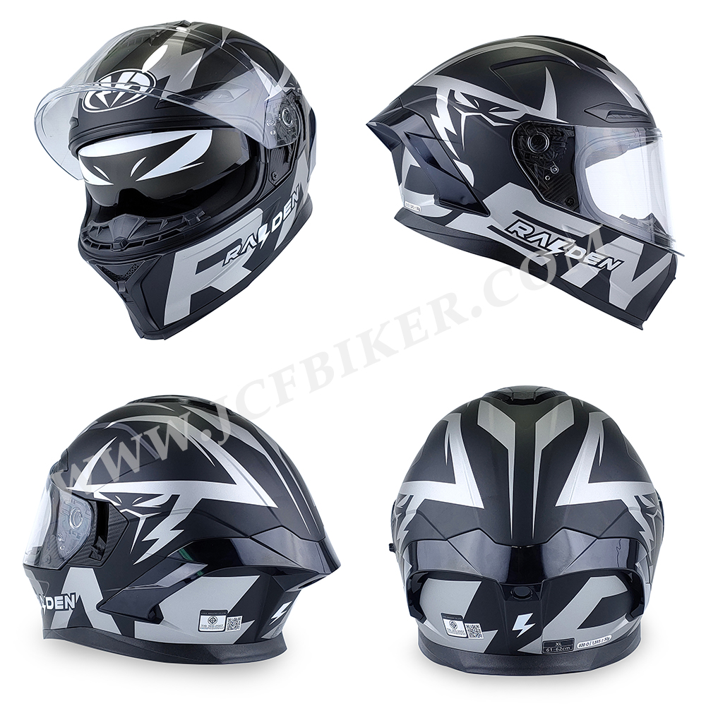 หมวกกันน็อคเต็มใบ หมวกกันน็อค RAIDEN รุ่น STR รูปทรงสปอร์ตโฉบเฉี่ยวมาพร้อมสปอยเลอร์หลังสุดเท่ไม่ซ้ำใคร แถมฟรี ชิลด์ดำ สี RAIDEN