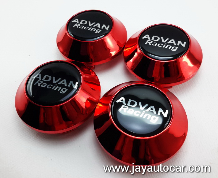 ฝาล้อรถยนต์ สำหรับ ล้อแม็ก สติ๊กเกอร์เรซิ่น ADVAN RACING สีแดง ขนาด 58 มิล 1ชุด 4ชิ้น
