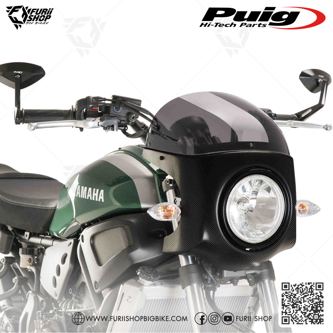 ชิลด์หน้า Puig Windshield Retro Semi Fairing Carbon : for Yamaha XSR700 2017-2020