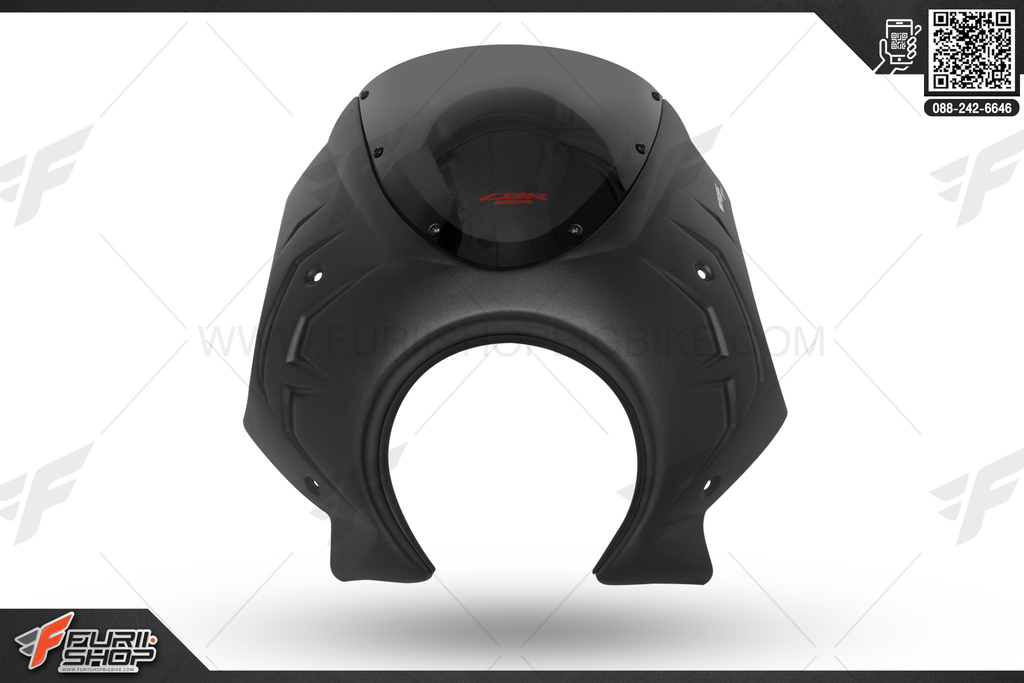 ชิวหน้า Motozaaa ทรงโม่ง CBR650R สีดำด้าน