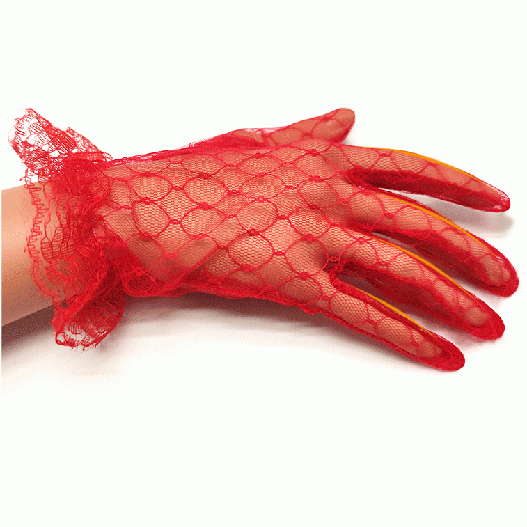 ถุงมือออกงาน สีแดง สั้น