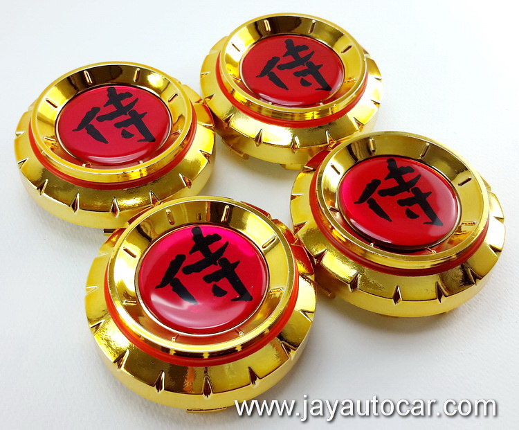 ฝาล้อรถยนต์ สำหรับ ล้อแม็ก SAMURAI สีทอง ขนาด 60 มิล 1ชุด 4ชิ้น