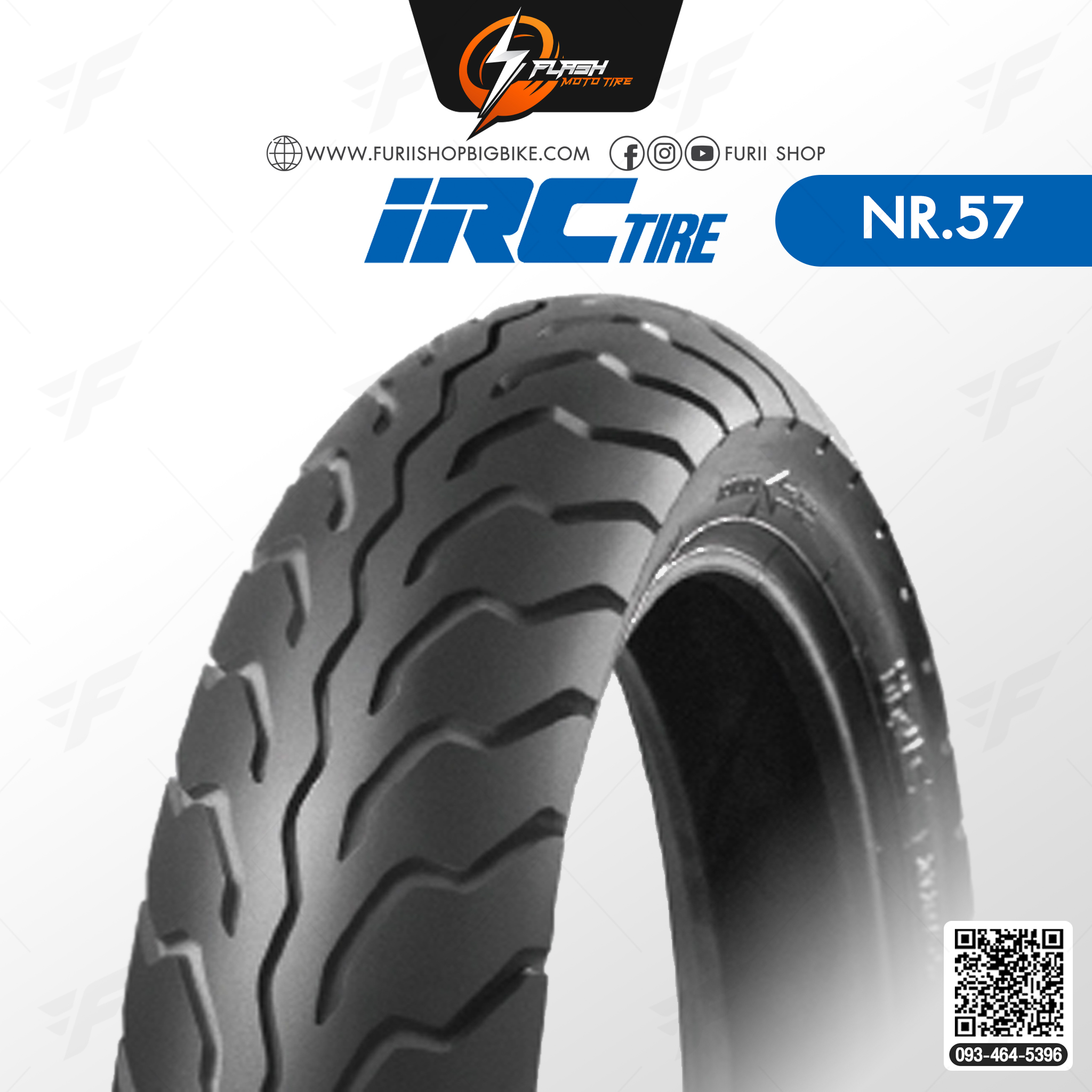ยางมอเตอร์ไซค์ ยางนอก IRC NR.57 (PRO ARM TL) ยางหลัง : 120/80-17