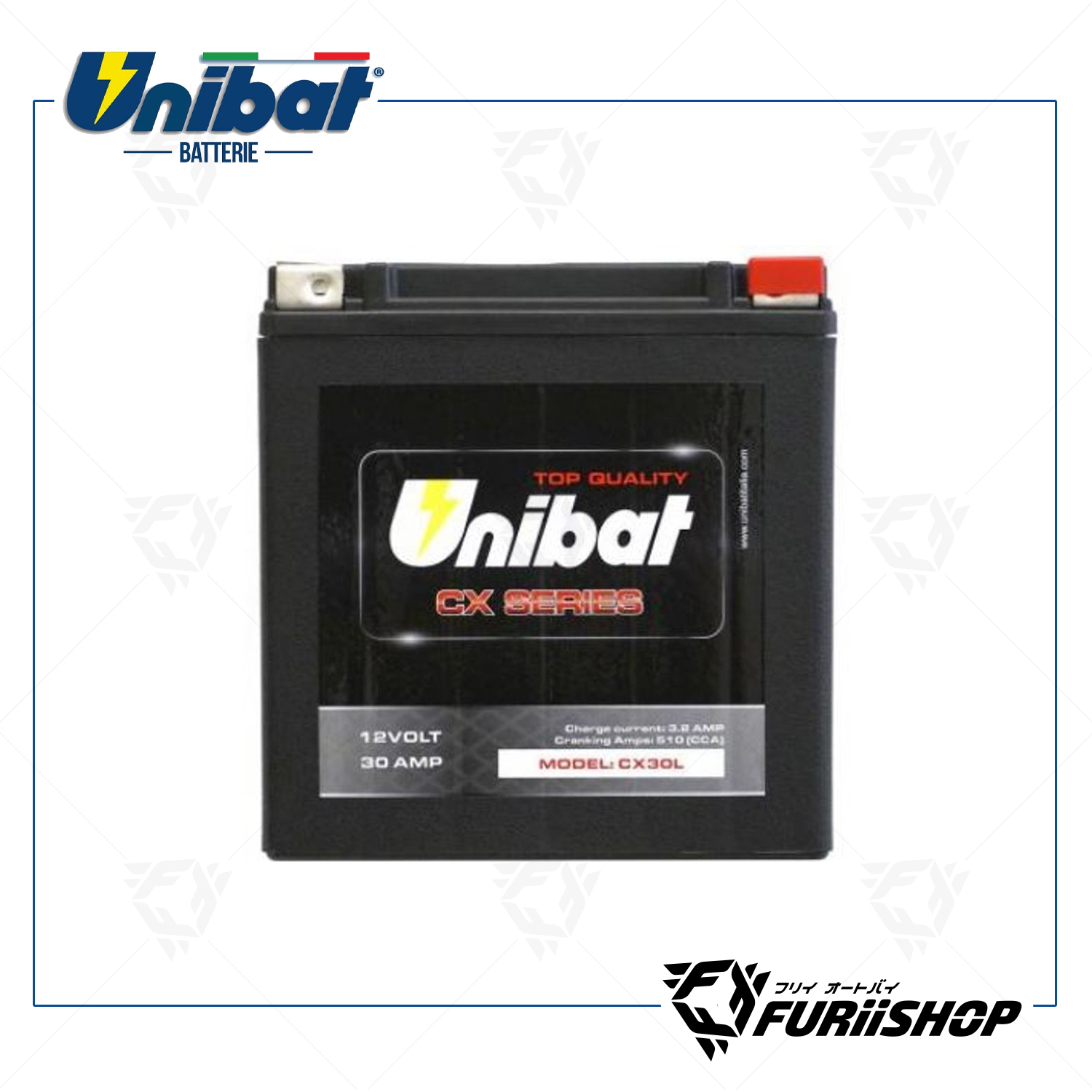 แบตเตอร์รี่รถมอเตอร์ไซต์ Unibat Battery CX Series CX30L For HARLEY-DAVIDSON
