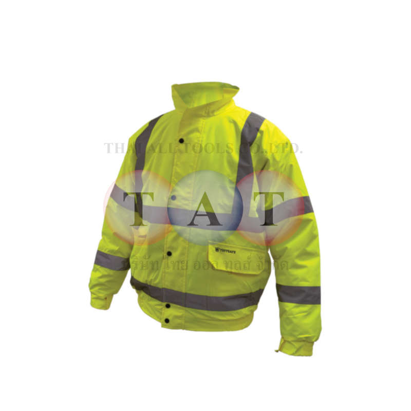เสื้อสะท้อนแสง EN471 CL3 High Visibility Yellow Bomber Jackets - Large Tuffsafe