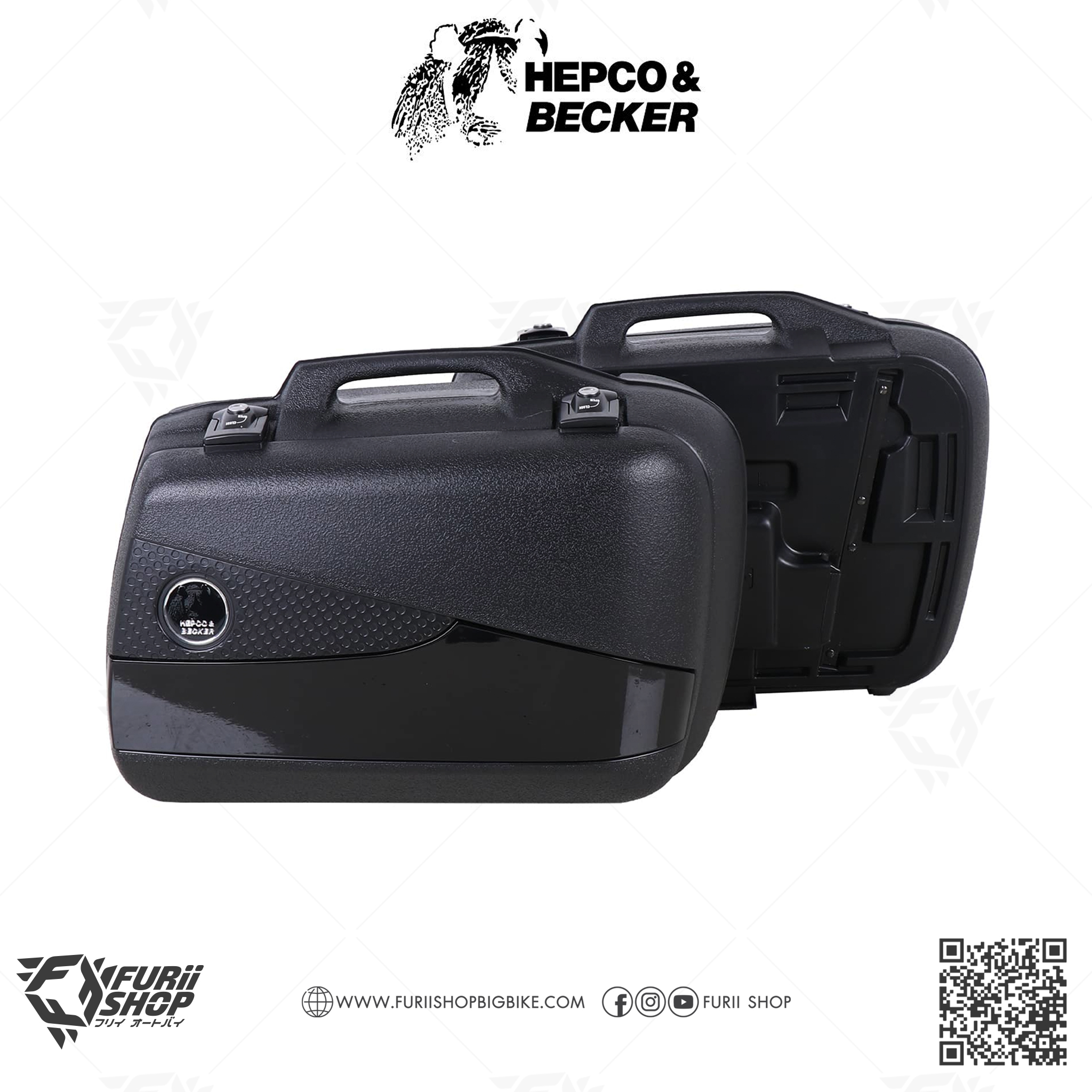 กล่องข้าง HEPCO & BECKER : Junior 40 Side Case 40L. Black / Black