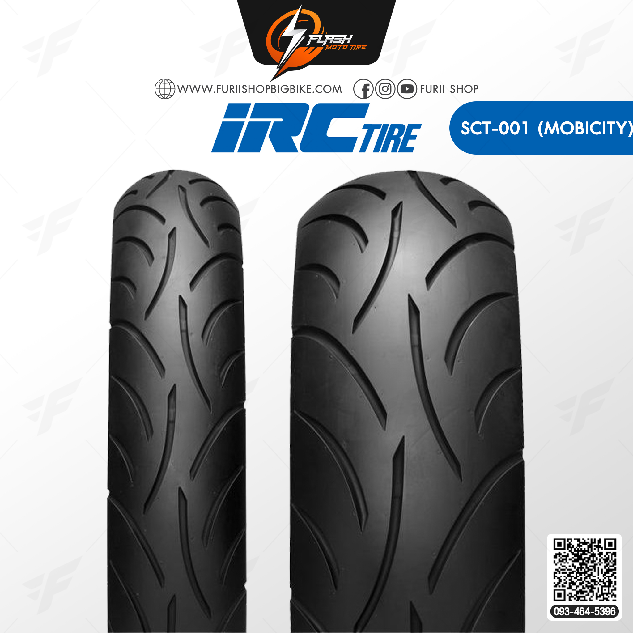 ยางมอเตอร์ไซค์ ยางนอก IRC SCT-001 T/L (Mobicity) ยางหลัง : 140/70-13