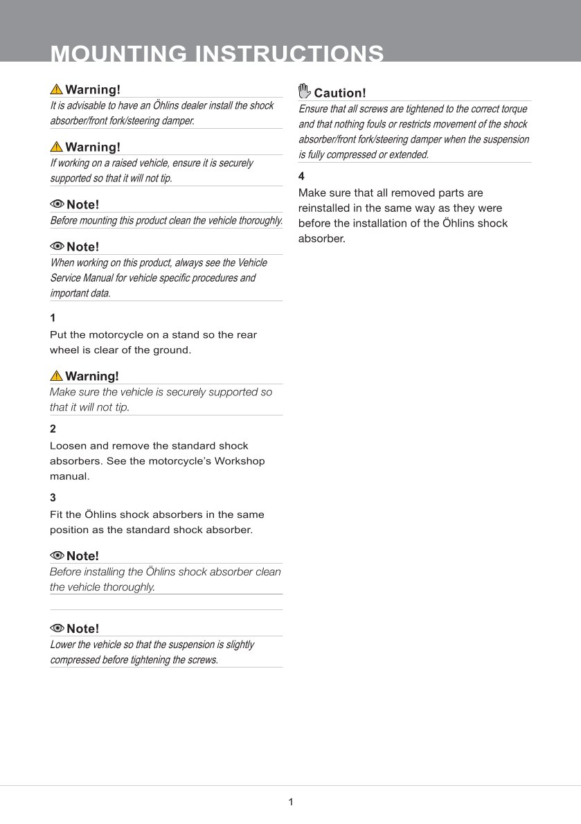 โช๊คหลังแต่ง Ohlins YA228 For Yamaha XJR 1200/1300