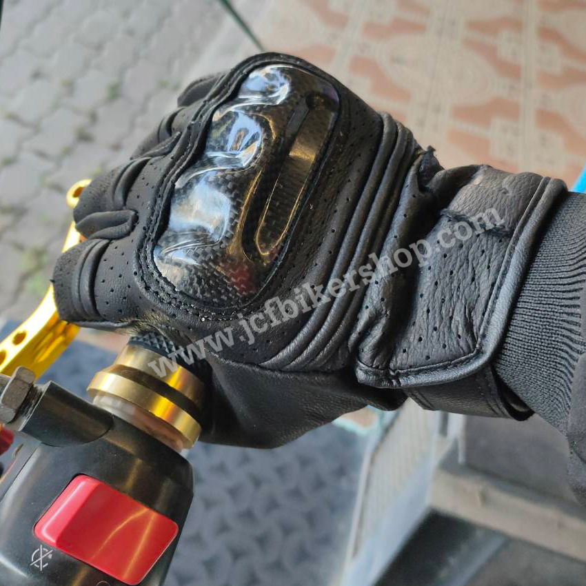 ถุงมือมอไซค์ ถุงมือมอเตอร์ไซค์ ถุงมือขับมอเตอร์ไซค์ DaInEsE (ครึ่งนิ้ว) หนัง การ์ดเคฟล่า