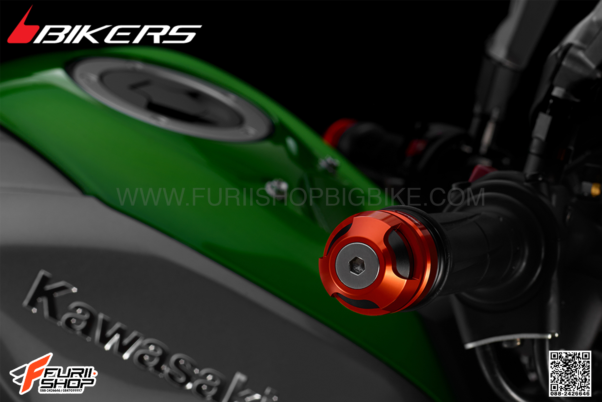 ตุ้มปลายแฮนด์ BIKERS สีส้ม FOR คาวาซากิ KAWASAKI Z1000