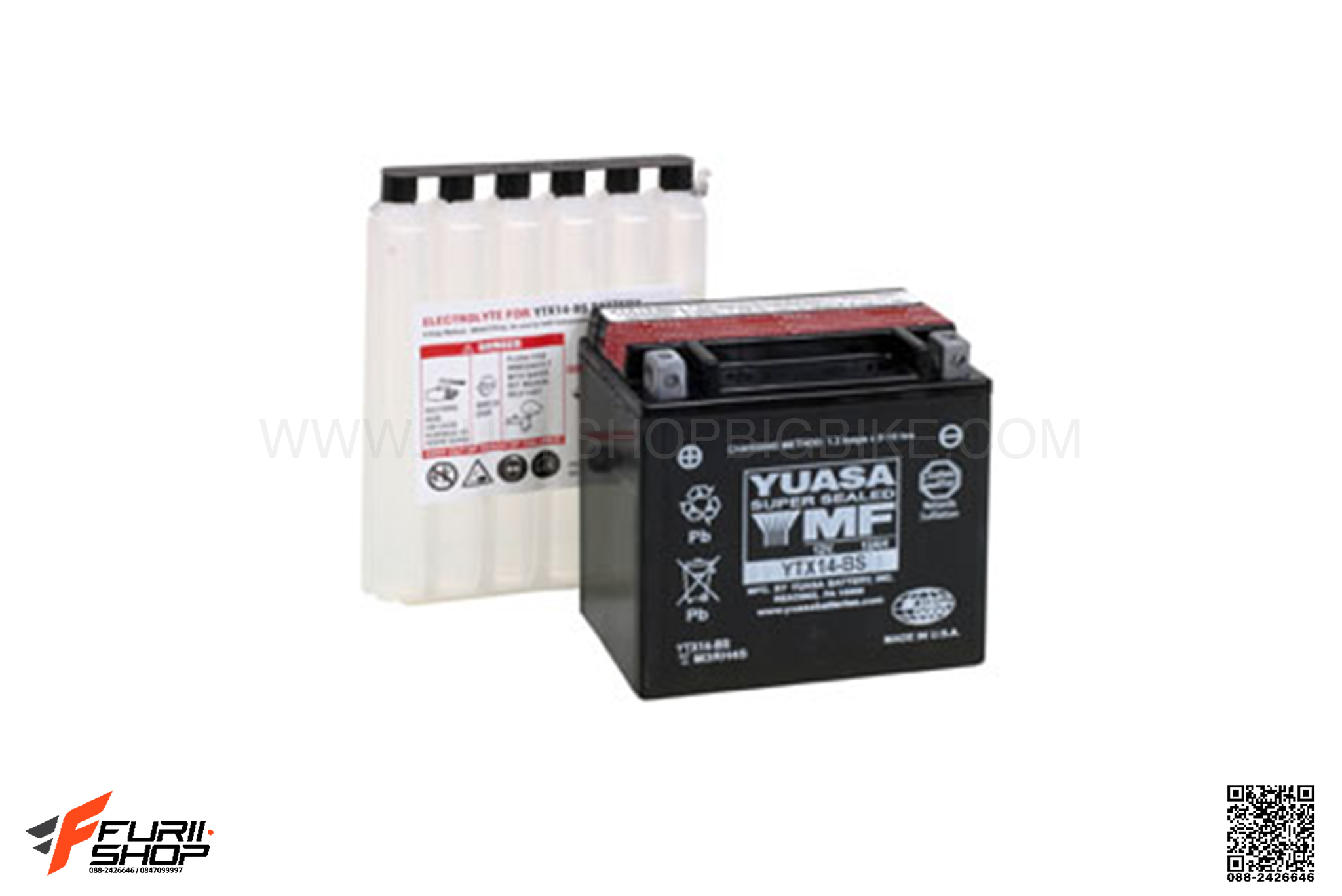 แบตเตอร์รี่ YUASA รหัส YTX14-BS FOR DUCATI PANIGALE 1098 (2007)