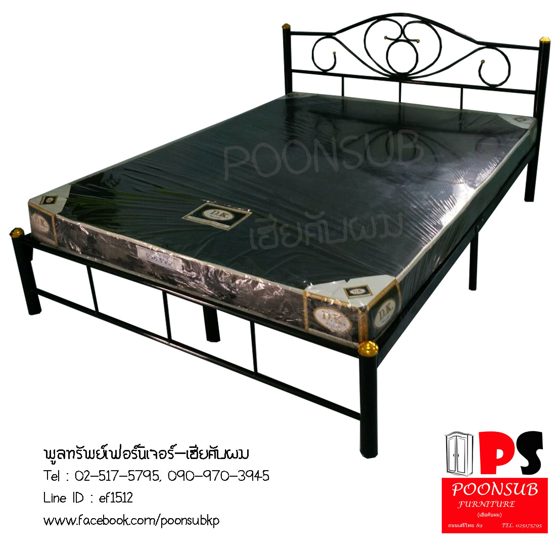 เตียงเหล็กพร้อมที่นอนหุ้มหนัง PVC