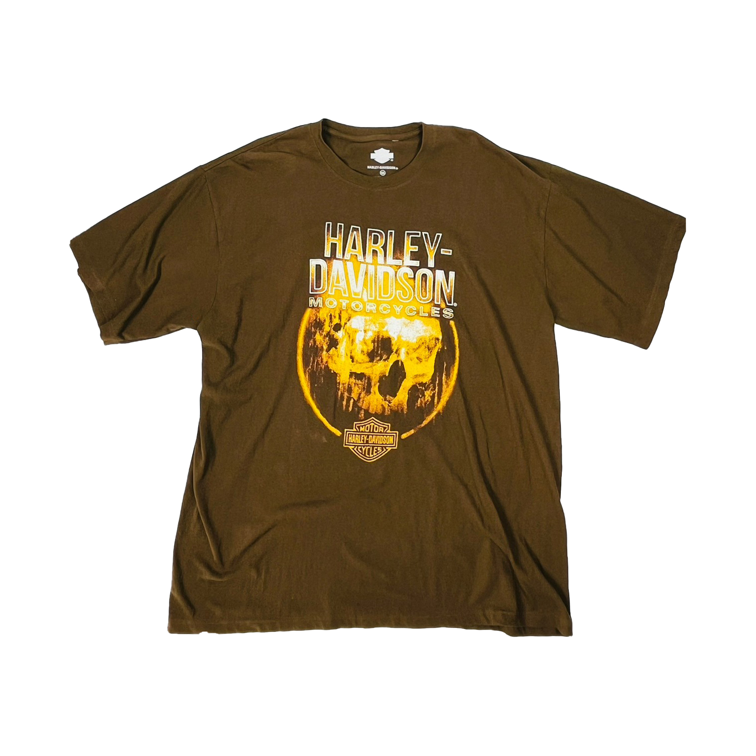 เสื้อยืดแขนสั้น H-D ลายกระโหลก #04 สีน้ำตาล 3XL
